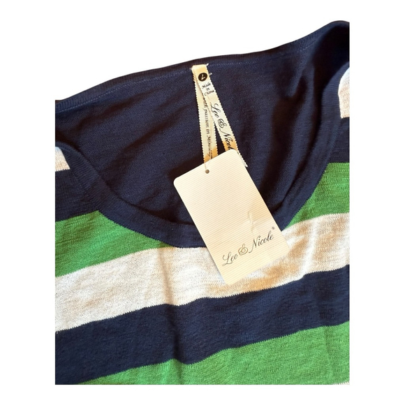 NWT Women's Leo & Nicole Twinset Cardigan with Shirt Size L Blue Green White - Picture 5 of 11